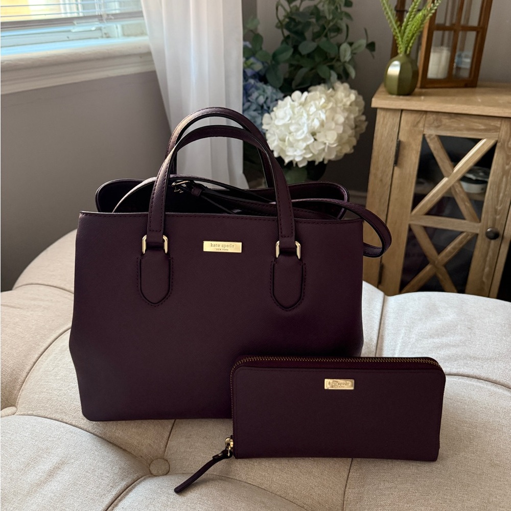 Kate Spade Deep Purple Satchel and Wallet